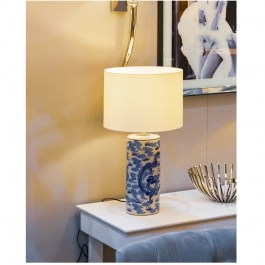 Lampa ceramiczna niebieska  MING na komodę do salonu